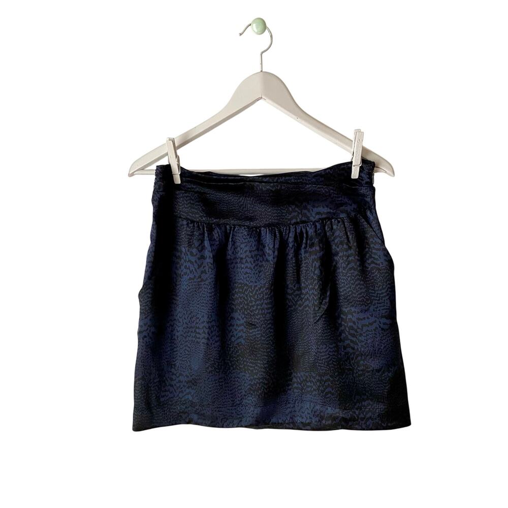 Tommy Blue Black Printed Sateen  Mini Skirt Size 6